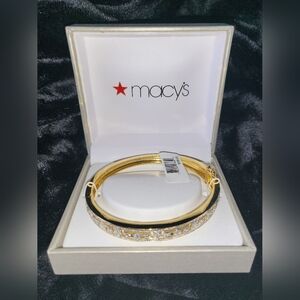 NWTS Womens Diamond Accent Fine Silver Bangle Bracelet 7"